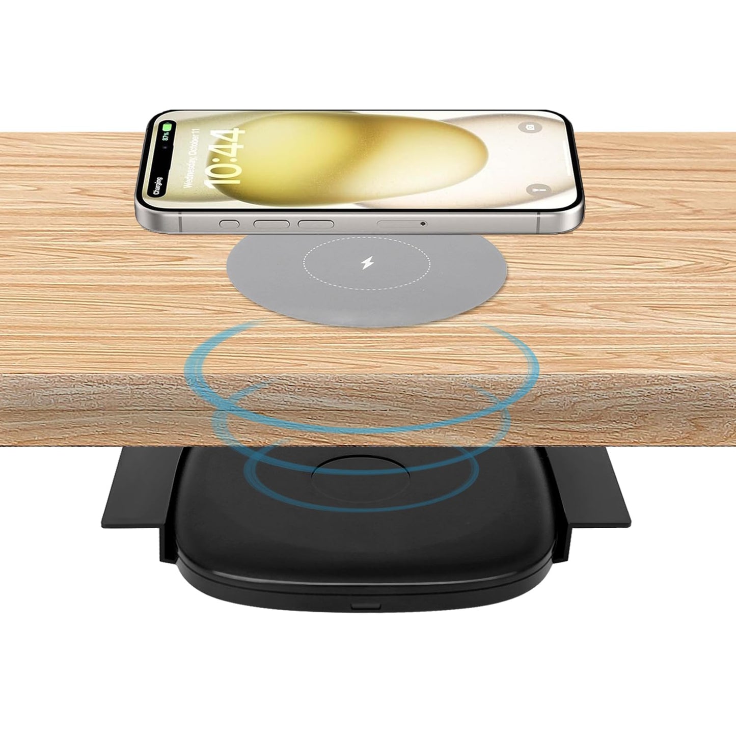 NiiTTER Invisible Wireless Charger Near 2"(50MM) Under Desk Wireless Charger Hidden Wireless Charging Station for iPhone 16/15/14/13/12/Wireless Phones(Adapter Included)